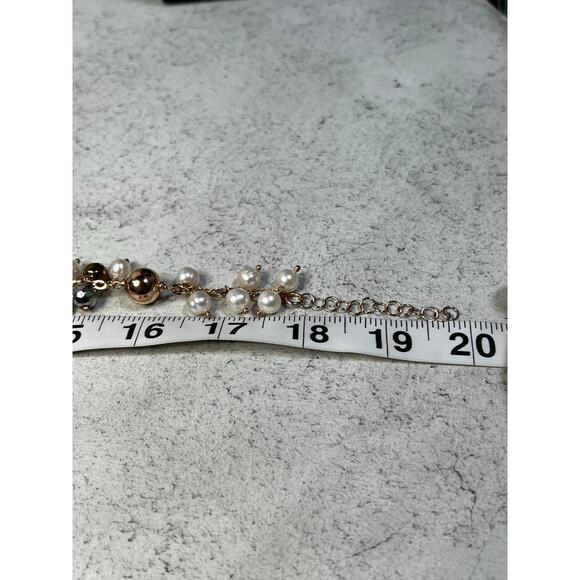 Honora Bronze Italy Pearl Chain Necklace bead grey   Gold tone - Picture 8 of 10